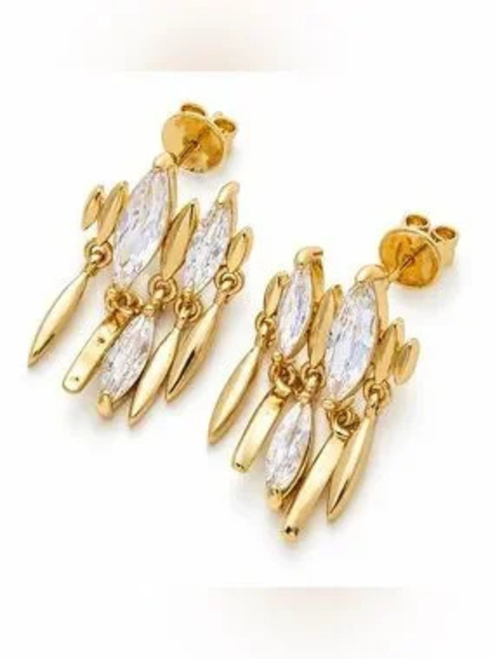 Gold CZ Marquis Sphere Drop Earrings (4501)